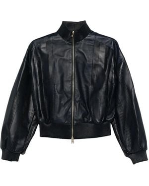 Fendi Blouson Perforated Nappa Leather Jacket - Blue