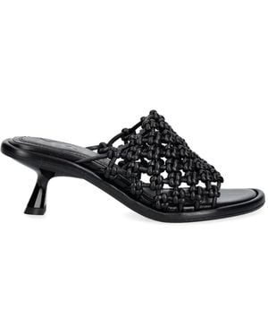 Souliers Martinez Mariza Woven Kitten-Heel Sandals - Black