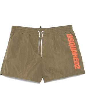 DSquared² Short De Bain À Lien De Resserrage Et Logo Imprimé - Green