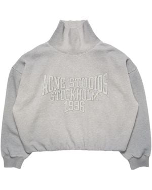 Acne Studios Fleece Sweatshirt With Logo - Grey