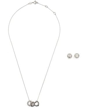 Tory Burch Set De Pendientes Y Collar Icon Con Detalles De Cristal - Blanco