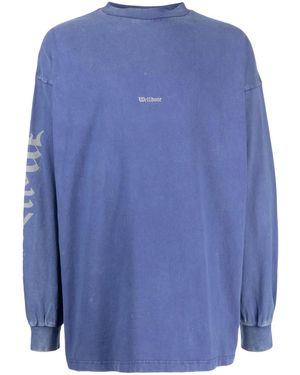 we11done T-Shirt A Maniche Lunghe Con Logo - Blu