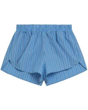 A PAPER KID Striped Cotton Shorts - Blue