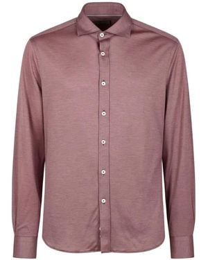 Canali Piqué Long-Sleeve Shirt - Purple