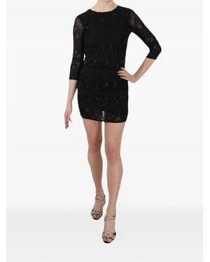 John Richmond Sequin-Embellished Mesh Mini Dress - Black
