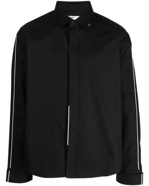 C2H4 Piped-Trim Cotton-Blend Shirt - Black