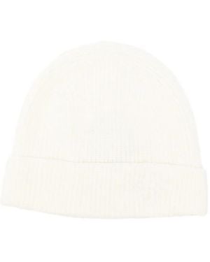 Tagliatore Ribbed-Trim Beanie - White