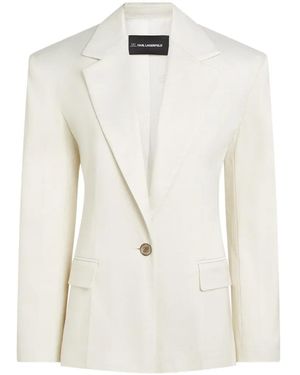KARL LAGERFELD Natural 1 Button Studio Blazer - White
