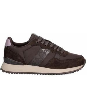 Napapijri Astra Suede-Panelled Logo-Tape Trainers - Brown