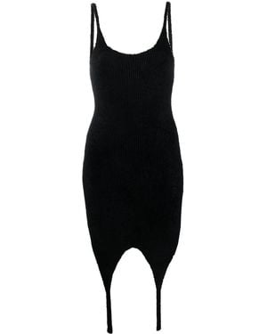 Balmain Ribbed Spaghetti Dress - Black