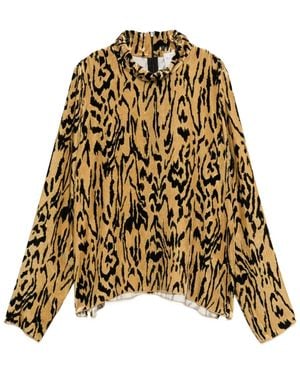 forte_forte Mock-Neck Animal-Print T-Shirt - Metallic