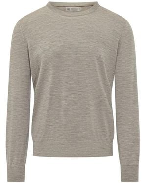 Brunello Cucinelli Fine-Gauge Crew-Neck Sweater - Gray