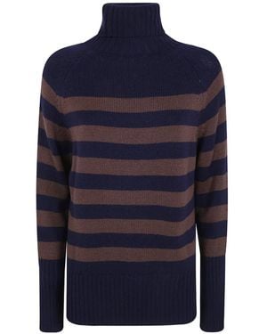 Base London Striped Roll-Neck Knit - Blue