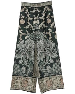 Pierre Louis Mascia Baroque-Print Wide-Leg Trousers - Black