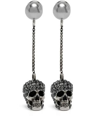 McQueen パール スカル ピアス - ホワイト