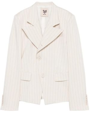 Aniye By Miriam Pinstripe-Pattern Notched-Lapels Jacket - White