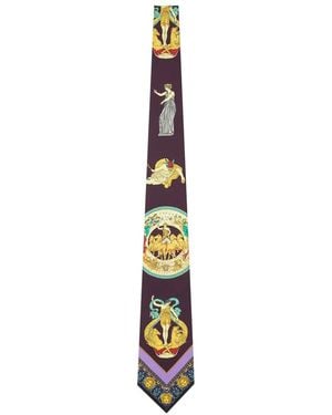 Versace Seidenkrawatte mit Barock-Print - Weiß
