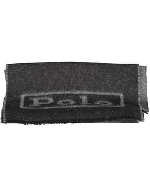 Polo Ralph Lauren Logo-Print Frayed Wool Scarf - Grey
