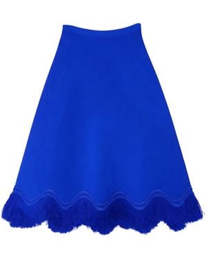 Ulla Johnson Paulina Fringe-Detail Midi Skirt - Blue