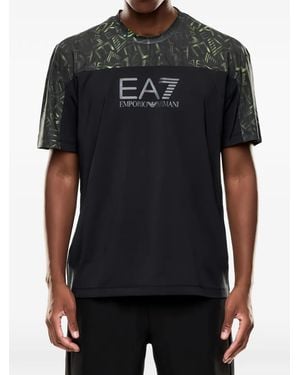 EA7 Logo-Print Short-Sleeve T-Shirt - Black