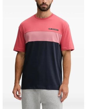 EA7 Colour-Block Logo-Patch T-Shirt - Pink
