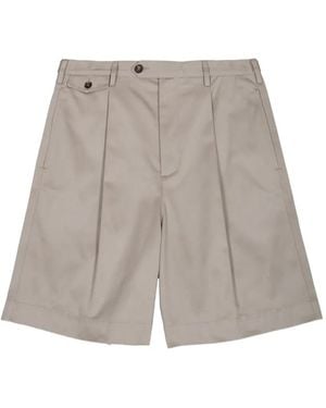 Grifoni Gabardine Pleated Button-Flap Shorts - Grey