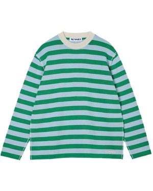 Sunnei Striped Long-Sleeve Sweatshirt - Green