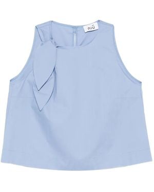 Niu Bow-Detail Blouse - Blue