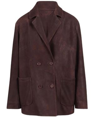 Salvatore Santoro Double-Breasted Leather Jacket - Brown