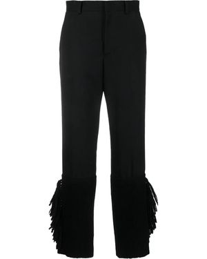 Undercover Frayed-Trim Cropped Trousers - Black