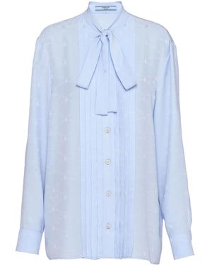 Prada Jacquard Crepe-De-Chine Blouse - Blue
