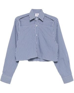 Vetements Striped Cropped Shirt - Blue