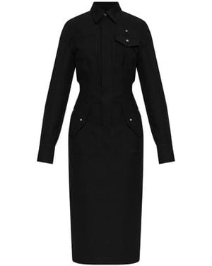 DSquared² Button-Down Long-Sleeve Midi Dress - Black