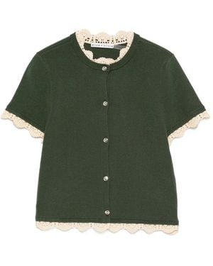 Alice + Olivia Ciara Crochet-Trim Top - Green