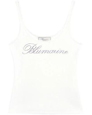 Blumarine Logo-Embroidered Top - White