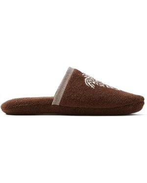 Versace Cotton-Terry Jacquard Slippers - Brown