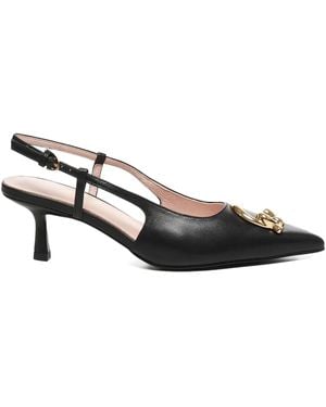 Coccinelle Logo-Plaque Slingback Heeled Court Shoes - Black