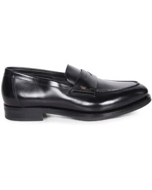 Santoni Leather Penny Loafers - Black