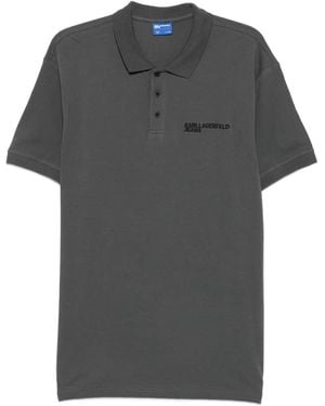 KARL LAGERFELD Logo-Embroidered Polo Shirt - Gray