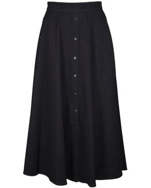 Akris Punto Button-Front A-Line Skirt - Black
