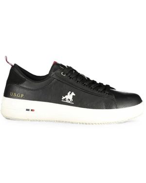 U.S. Grand Logo-Print Lace-Up Trainers - Black
