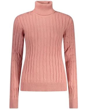 Norway 1963 Cable-Knit Roll-Neck Jumper - Pink