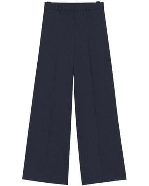HUGO Pinstripe-Pattern Wide-Leg Trousers - Blue