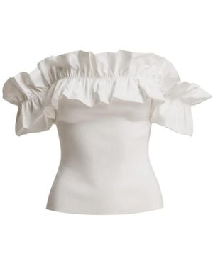 Essentiel Antwerp Ruffled-Neck Off-Shoulder Top - White