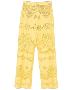 Zuhair Murad Pantalones Deco con encaje - Amarillo