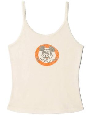 RE/DONE 70's Graphic-Print Lace-Trim Top - White