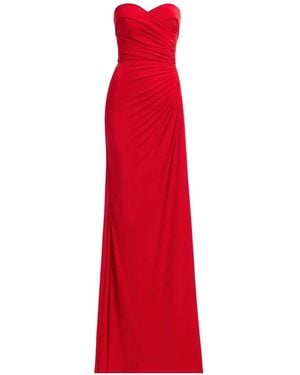 Elie Saab Strapless Draped Maxi Dress - Red