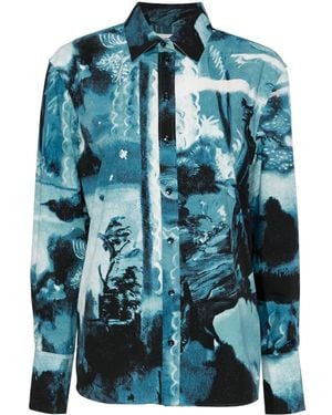 Erdem Graphic Print Long Sleeves Shirt - Blue