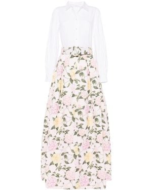 Sachin & Babi Florence Panelled Gown - White