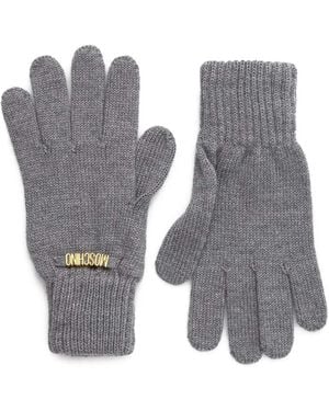 Moschino Guanti Con Scritta Logo - Grigio